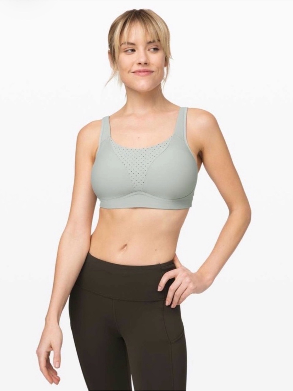 Lululemon Run Times Bra 32D High Support Sage Sports Running Bra